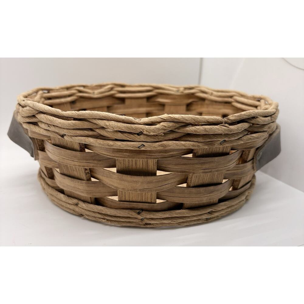 Vtg Pyrex Casserole Woven Basket Leather Handles Wicker Cork For 024 624 684